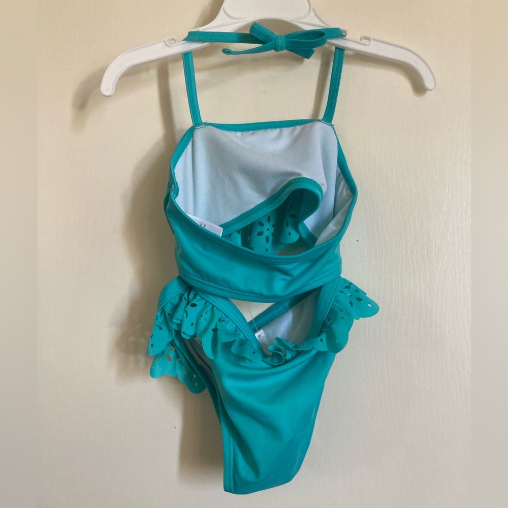 🌸NWT Gymboree 2pc Turquoise Bandeau/Halter Top Both w/Laser Cut Overlay C - Picture 9 of 9
